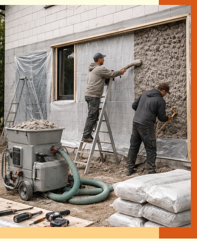 Утепление дома из газобетона эковатой в Бугуруслане от 4586 руб./м2 | ТепломастерБгр