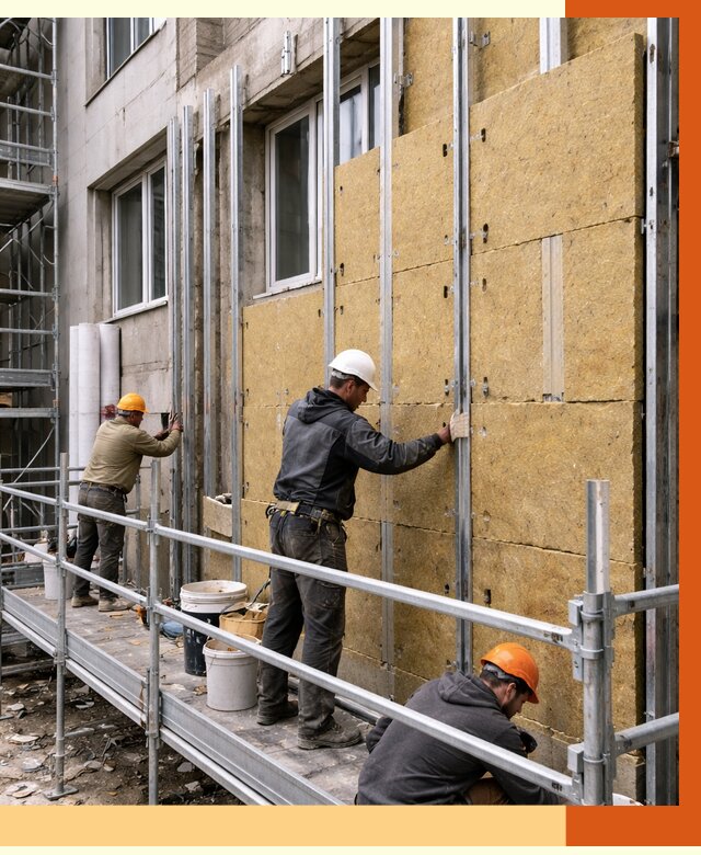 Утепление вентилируемого фасада в Бугуруслане от 5706 руб/м2 — монтаж и утепление вентфасад | ТепломастерБгр